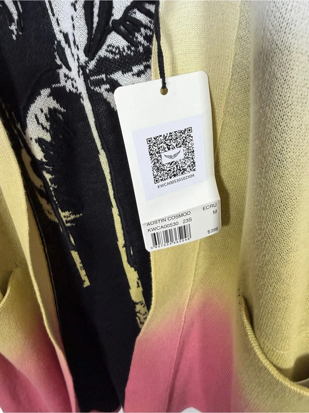 Zadig & Voltaire White to Yellow to Pink Gradient Open Cardigan